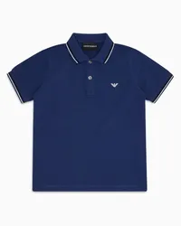 Emporio Armani OFFICIAL STORE Polo In Piquet Stretch Con Profili A Righe Blu