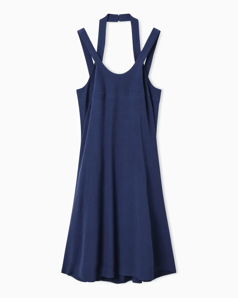 Emporio Armani Abito in tessuto fluido jacquard micro leopardato ASV Blu