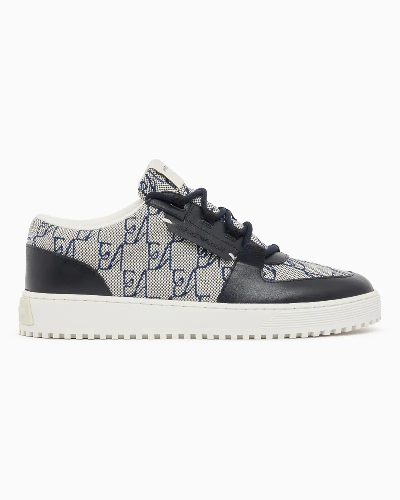 Emporio Armani Sneakers in canvas con motivo logo e suola in gomma Blu