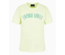 Emporio Armani OFFICIAL STORE T-shirt In Jersey Organico Con Logo Glitter Asv Verde