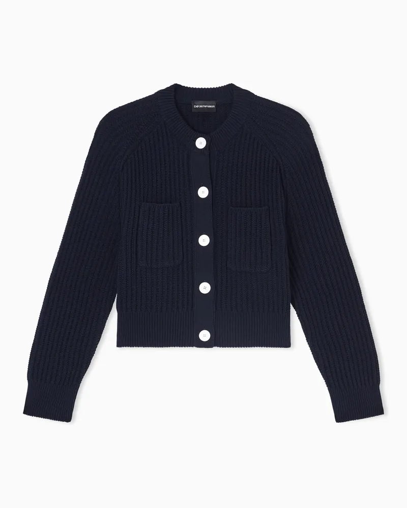 Emporio Armani Cardigan in maglia a coste inglesi Blu