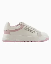 Emporio Armani OFFICIAL STORE Sneakers In Pelle Con Placca Aquila Rosa