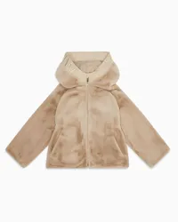 Emporio Armani OFFICIAL STORE Blouson Effetto Fur Con Zip E Cappuccio Beige