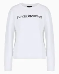 Emporio Armani OFFICIAL STORE Felpa In Jersey Organico Con Logo Asv Bianco