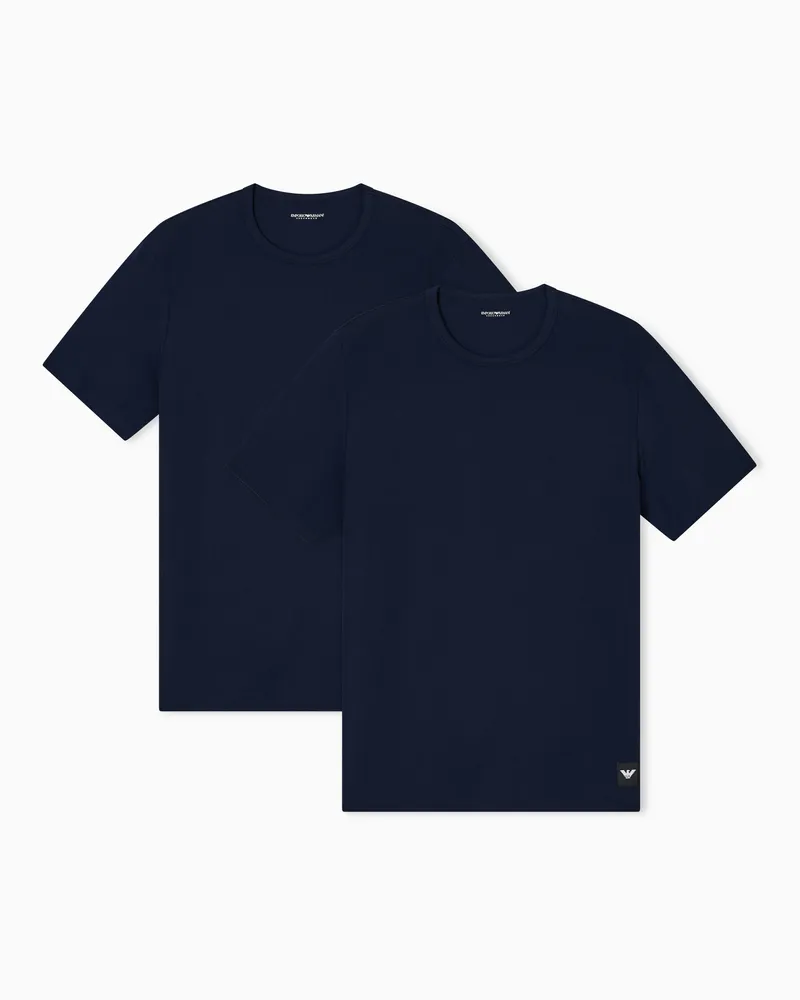 Emporio Armani Pack 2 T-shirt loungewear in jersey Essential logolabel Blu
