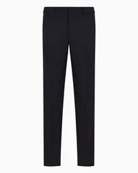 Emporio Armani OFFICIAL STORE Pantaloni Chino Con Piega In Misto Lana Vergine Blu