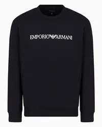 Emporio Armani OFFICIAL STORE Felpa Misto Modal Con Stampa Logo Blu