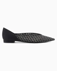 Emporio Armani OFFICIAL STORE Ballerine A Punta Con Pattern Grafico Di Strass Nero