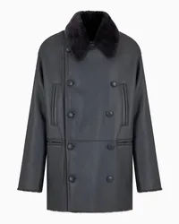 Emporio Armani OFFICIAL STORE Montone Doppiopetto Over Fit In Shearling Di Merino Italiano Nappato Marrone