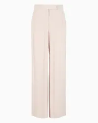 Emporio Armani OFFICIAL STORE Pantaloni Palazzo In Cady Canneté Icon Rosa