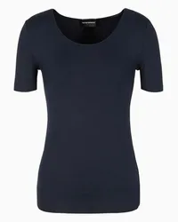 Emporio Armani OFFICIAL STORE Maglia Maniche Corte In Jersey Stretch Di Viscosa Blu