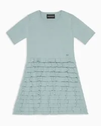 Emporio Armani OFFICIAL STORE Abito In Maglia Con Gonna A Balze E Rouches Azzurro