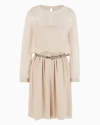 Emporio Armani OFFICIAL STORE Tuta Corta Effetto Due Pezzi In Seta Chiffon E Doppia Georgette Icon Beige