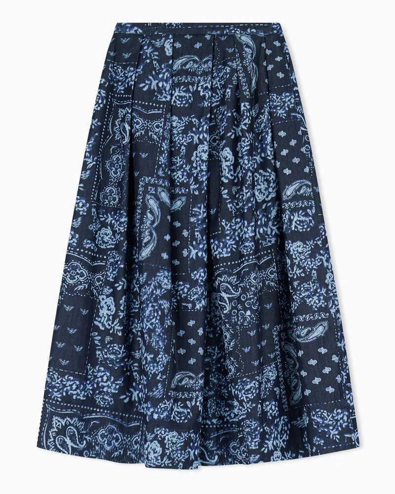 Emporio Armani Gonna in chambray stampa bandana Blu