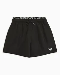 Emporio Armani OFFICIAL STORE Costume Shorts In Tessuto Riciclato Logoband Asv Nero