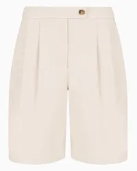 Emporio Armani OFFICIAL STORE Shorts Con Pinces In Gabardina Di Cotone Stretch Beige