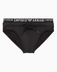 Emporio Armani OFFICIAL STORE Costume Slip In Microfibra Riciclata Logoband Asv Nero