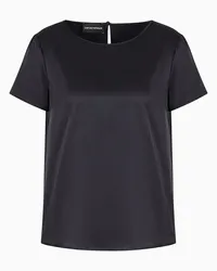 Emporio Armani OFFICIAL STORE Blusa A Maniche Corte In Raso Di Seta Blu