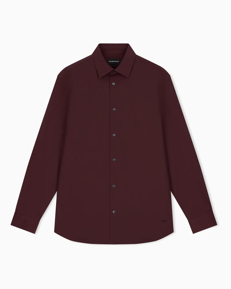 Emporio Armani Camicia regular fit in tessuto elasticizzato Bordeaux