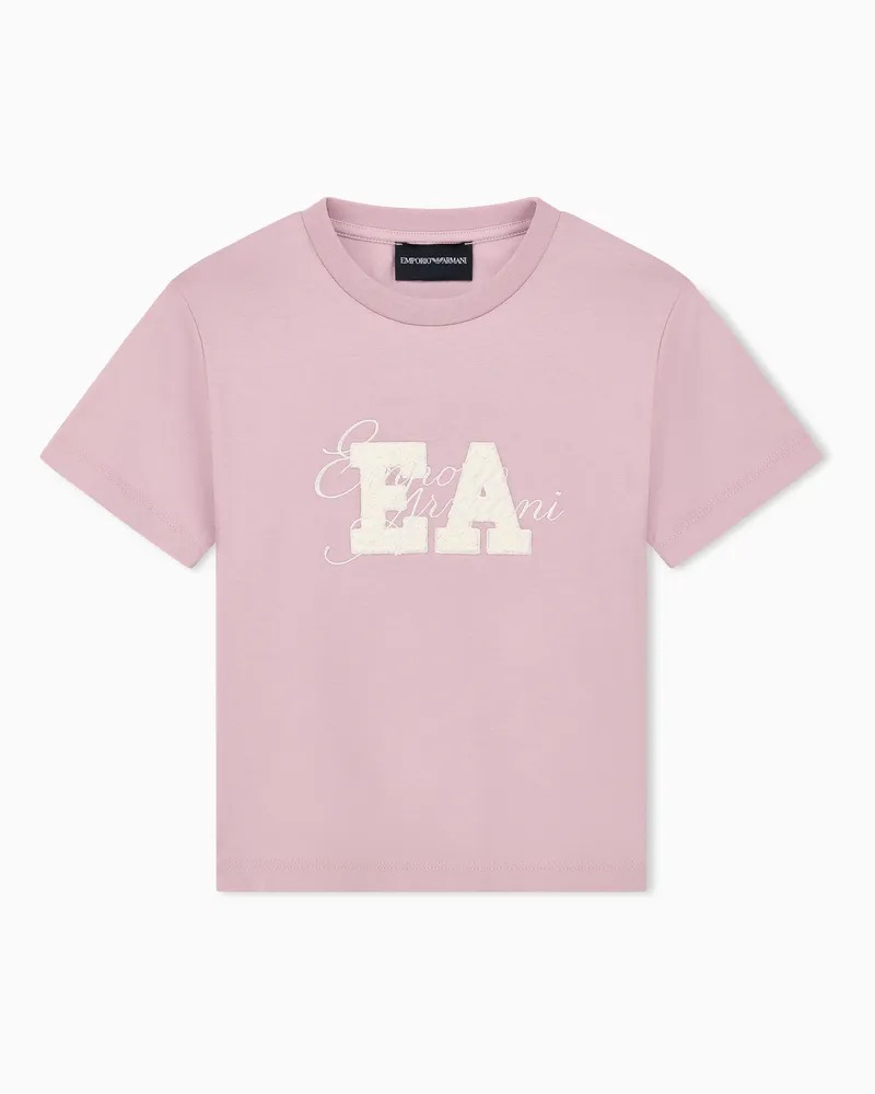 Emporio Armani T-shirt regular fit in jersey di cotone con logo ricamato Rosa