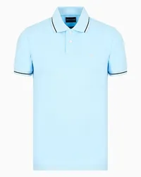 Emporio Armani OFFICIAL STORE Polo Slim Fit In Piquet Stretch Con Micro Eagle Azzurro