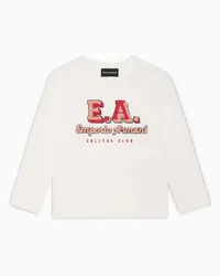 Emporio Armani OFFICIAL STORE Maglia In Jersey Con Maxi Patch Logo Effetto Teddy Asv Bianco