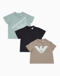 Emporio Armani OFFICIAL STORE Pack 3 T-shirt In Jersey Con Stampa Aquila Asv Fantasia