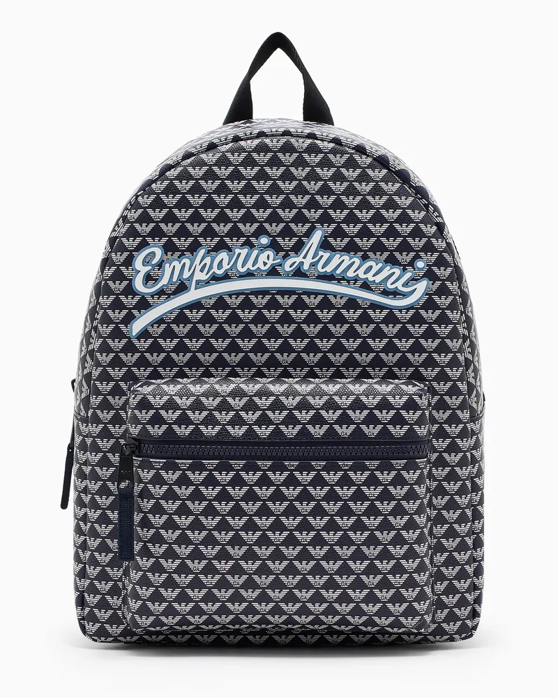 Emporio Armani Zaino roundshape eagle all over e logo baseball Blu