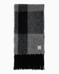 Emporio Armani OFFICIAL STORE Sciarpa In Misto Alpaca Motivo Check Capsule Black Blue Asv Fantasia