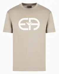 Emporio Armani OFFICIAL STORE T-shirt In Jersey Misto Lyocell Con Maxi Logo Ea Asv Beige