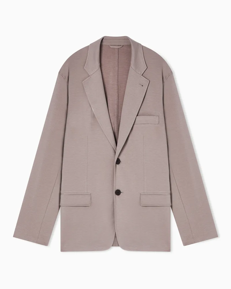 Emporio Armani Giacca monopetto in tessuto armaturato effetto waffle Grigio