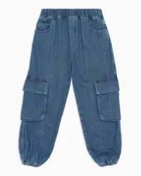 Emporio Armani OFFICIAL STORE Jeans Modello Cargo In Denim Misto Viscosa Blu