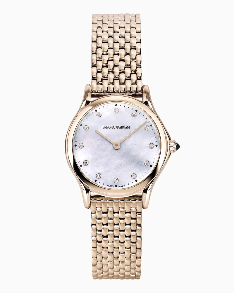 Emporio Armani Orologio Swiss Made con movimento al quarzo e bracciale in acciaio Multicolore
