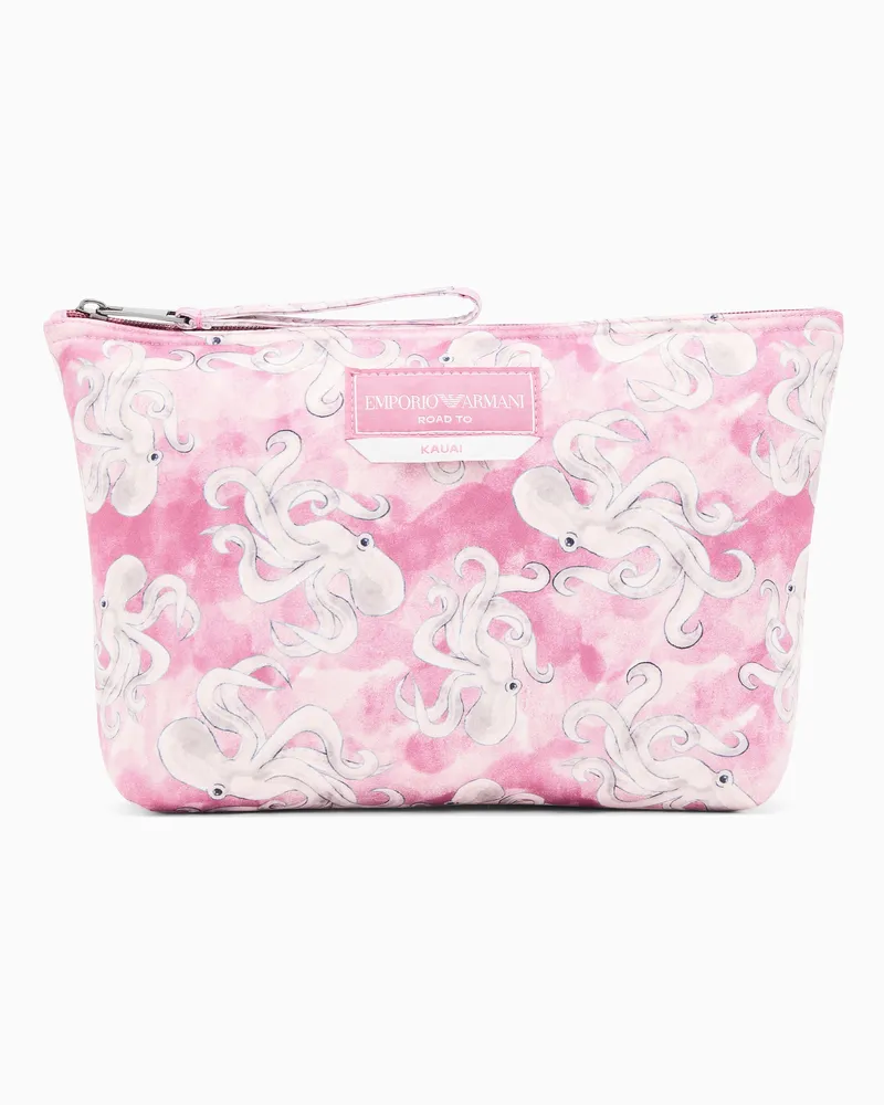 Emporio Armani Pouch beachwear stampa Sea animals Rosa