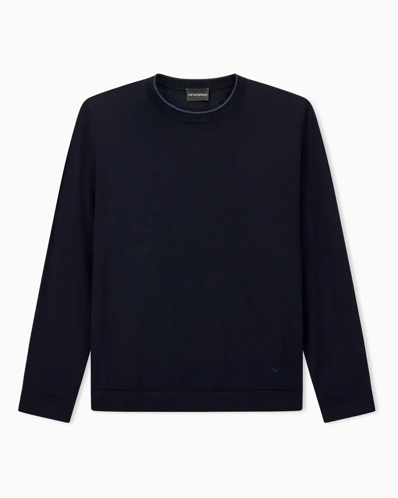 Emporio Armani Maglione in lana rasata Travel Essential Blu