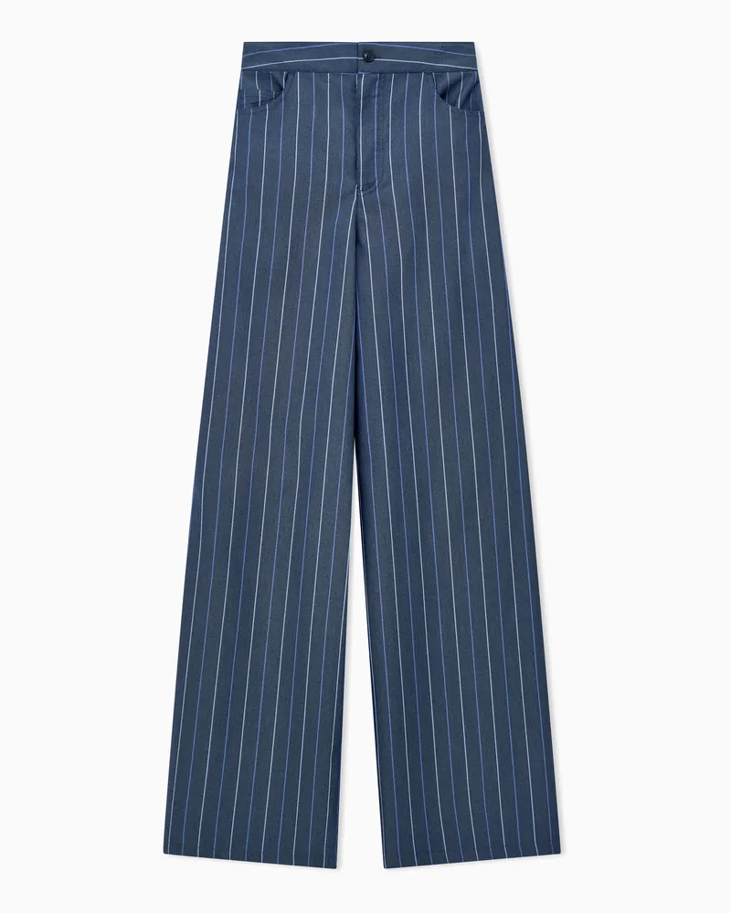 Emporio Armani Pantaloni fit over in denim jacquard rigato Blu