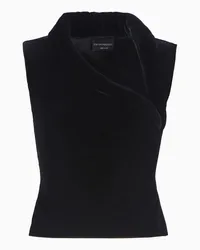 Emporio Armani OFFICIAL STORE Top In Jersey Di Ciniglia Con Scollo Asimmetrico Nero