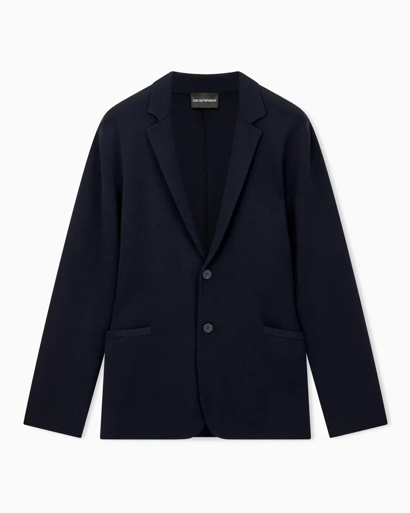Emporio Armani Blazer monopetto in tessuto punto stoffa Travel Essential Blu