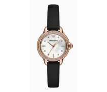 OFFICIAL STORE Orologio In Pelle Nera A Tre Lancette