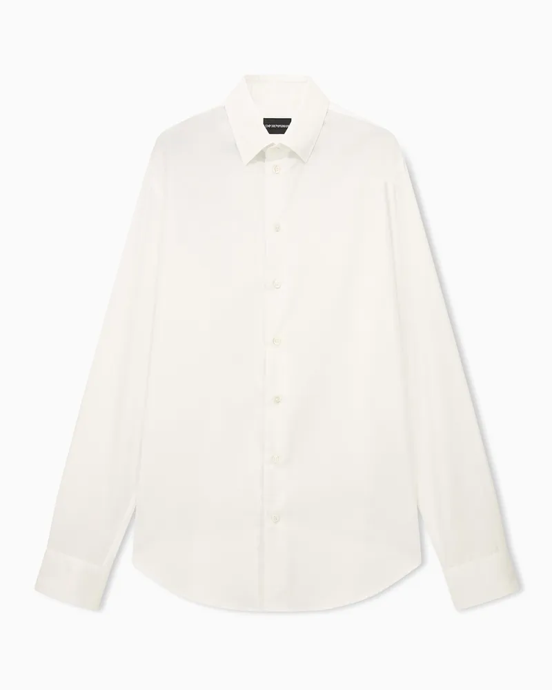 Emporio Armani Camicia regular fit in cotone con colletto classico Bianco