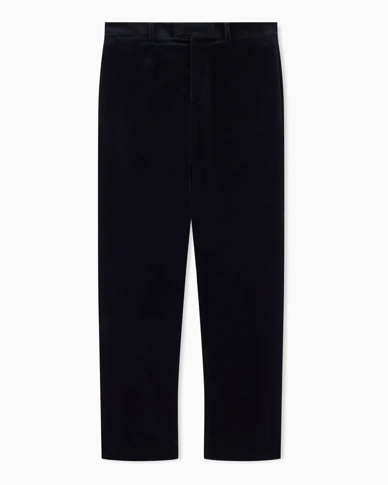 Emporio Armani Pantaloni in velluto liscio Nero
