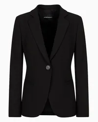 Emporio Armani OFFICIAL STORE Giacca Monopetto In Lana Grain De Poudre Nero