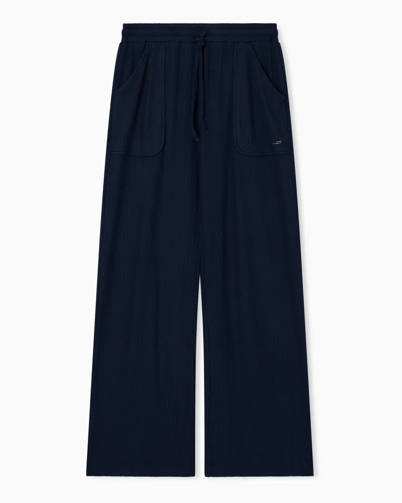 Emporio Armani Pantaloni loungewear in viscosa a costine Blu