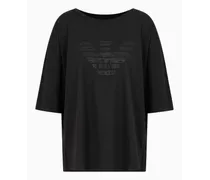 OFFICIAL STORE T-shirt Over Fit Con Stampa Maxi Aquila Strass E Ricamo Logo