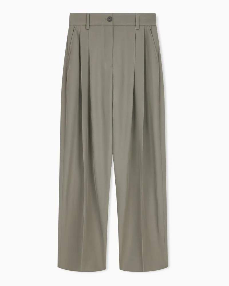 Emporio Armani Pantaloni in tecno gabardina stretch con pinces Beige