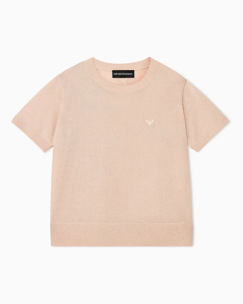 Emporio Armani Pullover girocollo a maniche corte in misto viscosa Rosa