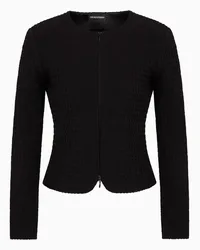 Emporio Armani OFFICIAL STORE Giacca Con Zip E Baschina In Maglia Effetto Waffle Nero