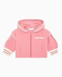 Emporio Armani OFFICIAL STORE Felpa Con Cappuccio E Zip Piping E Ricamo Logo Rosa