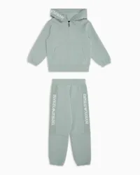 Emporio Armani OFFICIAL STORE Tuta Comfort Fit Con Felpa Zip E Cappuccio In Double Jersey Con Logo Jacquard Azzurro