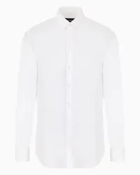 Emporio Armani OFFICIAL STORE Camicia In Popeline Di Cotone Stretch Bianco